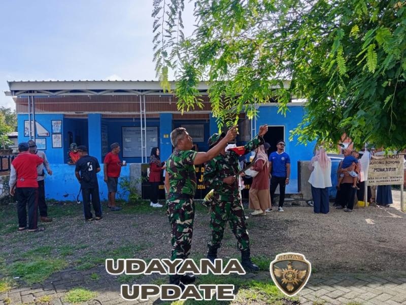 Danramil Bersama Babinsa dan Forkompincam Gotong Royong Siapkan Posyandu Desa Belo untuk Lomba Tingkat Provinsi
