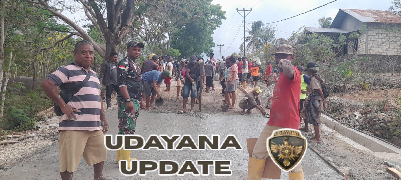 Serda Yornam Kase Pimpin Pengecoran Jalan di Desa Oesena
