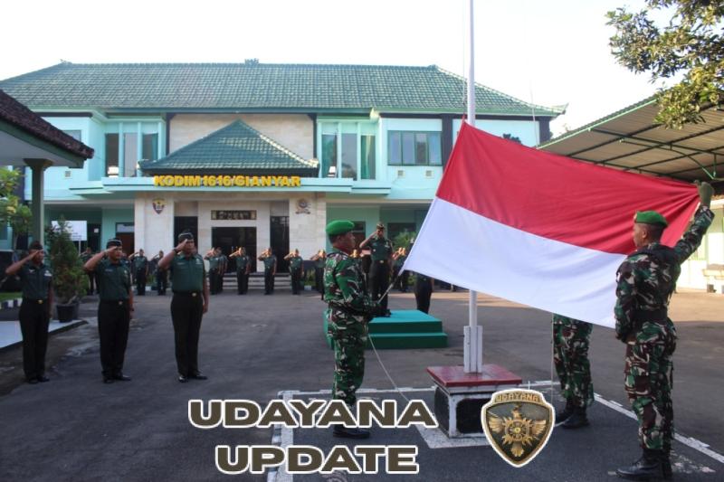 Kokohkan Disiplin dan Pengabdian, Prajurit Kodim 1616/Gianyar Laksanakan Upacara di Makodim