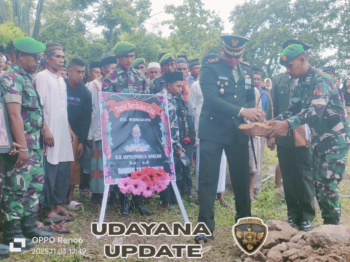 Dandim 1614/Dompu Pimpin Langsung Upacara Pemakaman Militer Almarhum Kopral Satu (Purn) H. Mansjur