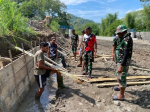 TMMD ke-126 Kodim 1625/Ngada Fokus Perkuat Infrastruktur Air, Pengecoran Sayap Bendungan Panondiwal Hampir Rampung