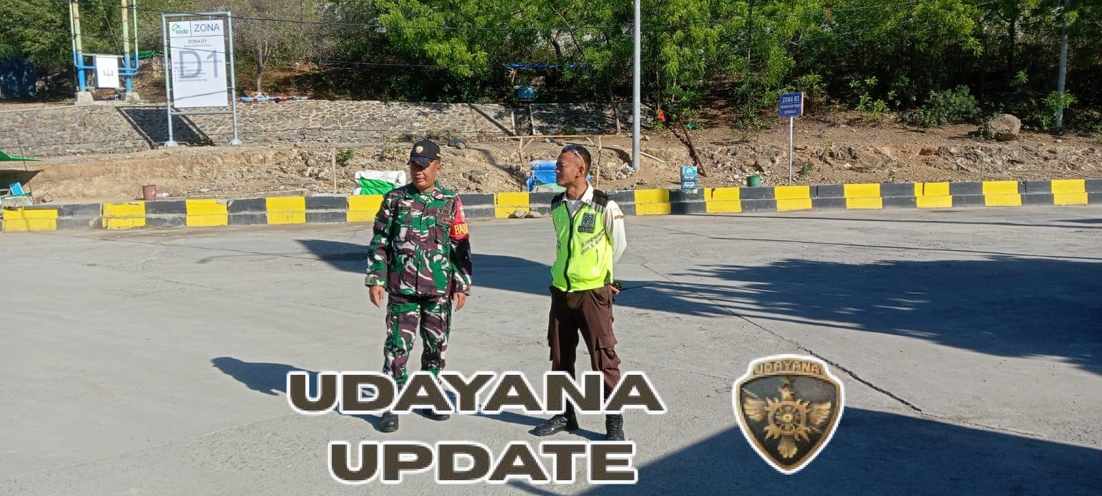 Babinsa Koramil 1628-04/Poto Tano Laksanakan PAM di Pelabuhan Penyeberangan Poto Tano