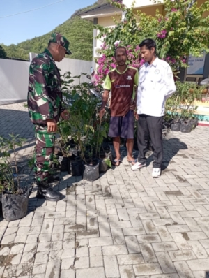 Babinsa Desa Lamusung Dampingi Penyaluran Bibit untuk Warga Ekstrem Program P3KE.