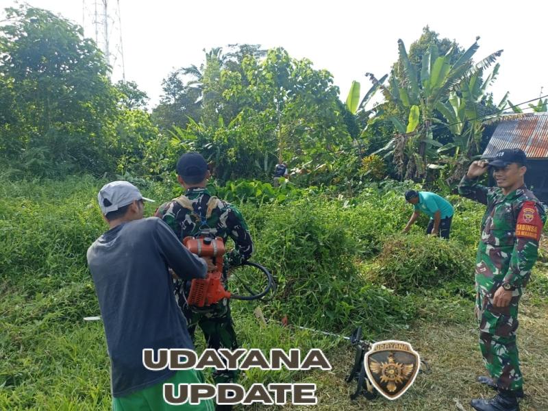 Personel Koramil Baturiti Turun Langsung Dalam Aksi Bersih-Bersih Penyiapan Lahan Pembangunan KDKMP