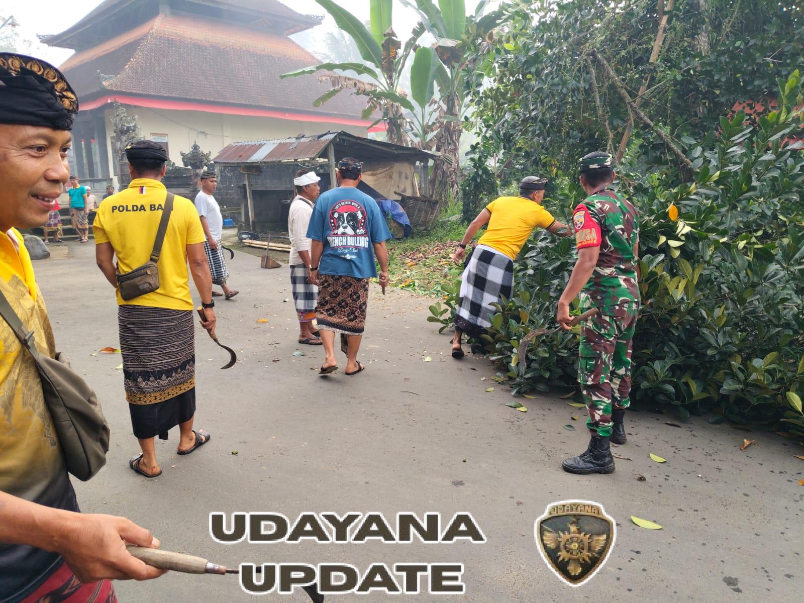 Koramil 07/Payangan Bersama Warga Gelar Gotong Royong Sambut Hari Raya Aci Keburan