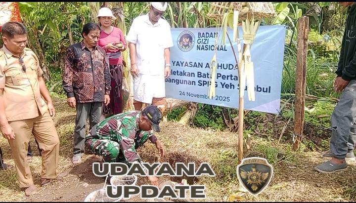 Danramil Mendoyo Kawal Gizi Generasi Muda: Dukungan TNI di Peletakan Batu Pertama Dapur MBG