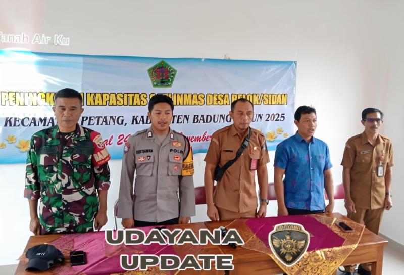 Bintek Linmas di Desa Belok/Sidan, Babinsa Serka Made Astika Jadi Narasumber