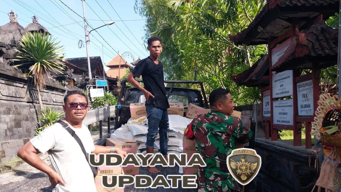 Babinsa Koramil Nusa Penida Dampingi Droping Bantuan Pangan Di Desa Lembongan