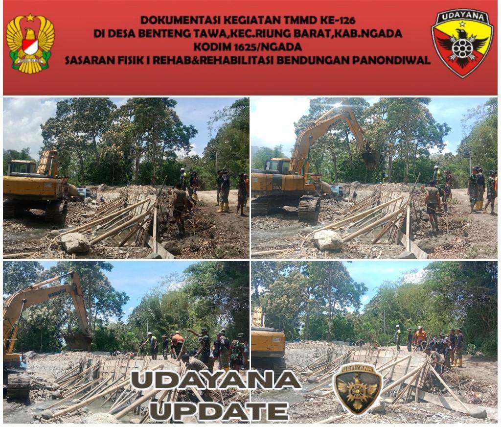 Hari ke-23 TMMD ke-126 Kodim 1625/Ngada, Pengecoran Bendungan Panondiwal Capai 86 Persen