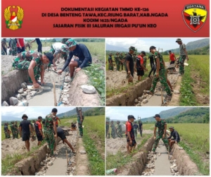 Hari ke-23 TMMD ke-126 Kodim 1625/Ngada, Pengecoran Saluran Irigasi Puun Keo Capai 88 Persen