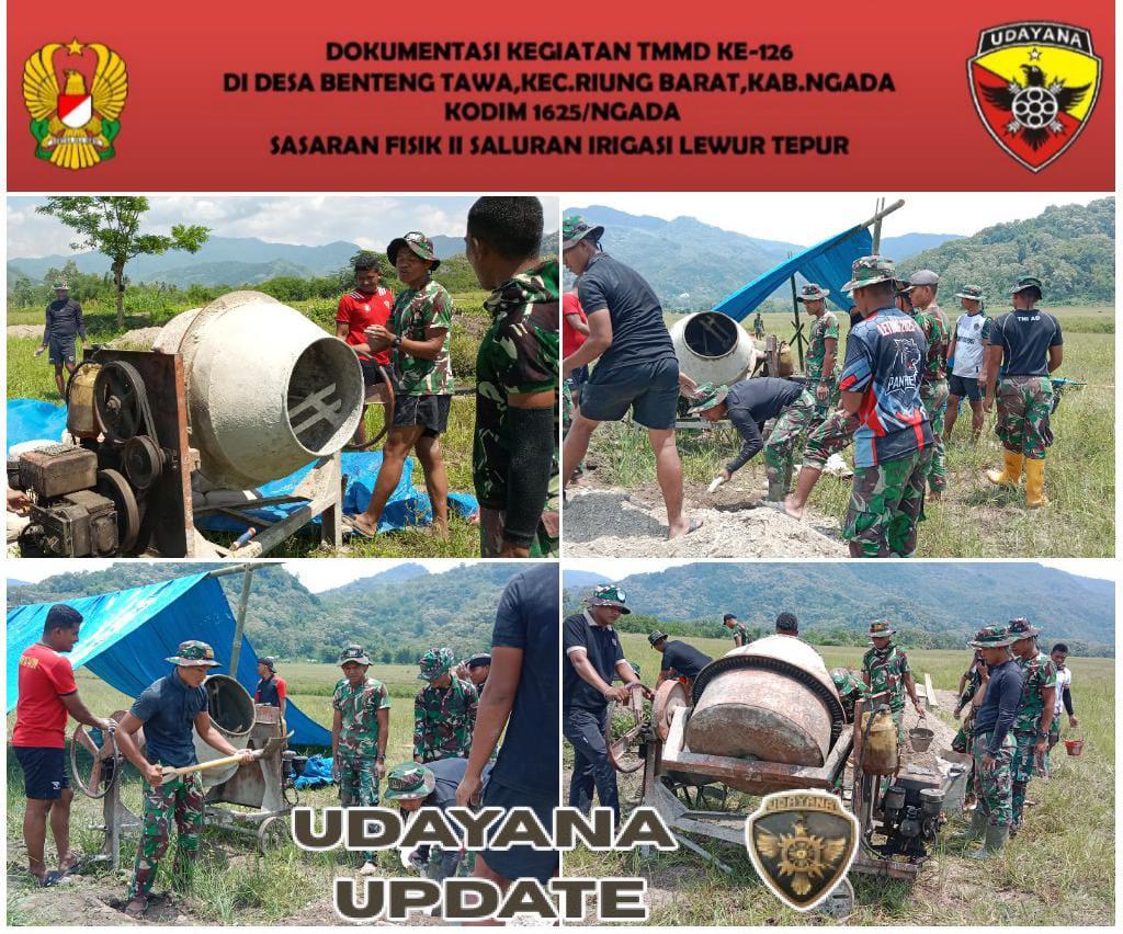 Hari ke-23 TMMD ke-126 Kodim 1625/Ngada, Pengecoran Saluran Irigasi Lewur Tepu Capai 90 Persen