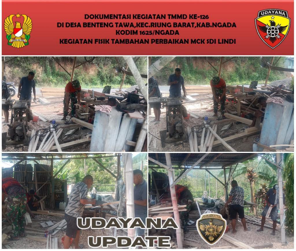 Hari ke-23 TMMD ke-126 Kodim 1625/Ngada, Pembuatan Pintu MCK SDI Lindi Capai 91 Persen