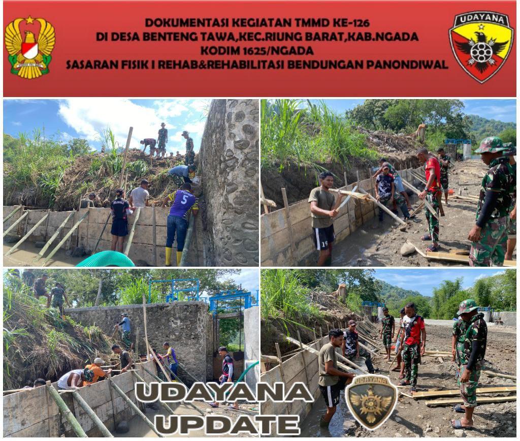 Hari ke-25 TMMD ke-126 Kodim 1625/Ngada Fokuskan Pengecoran Sayap Bendungan Panondiwal