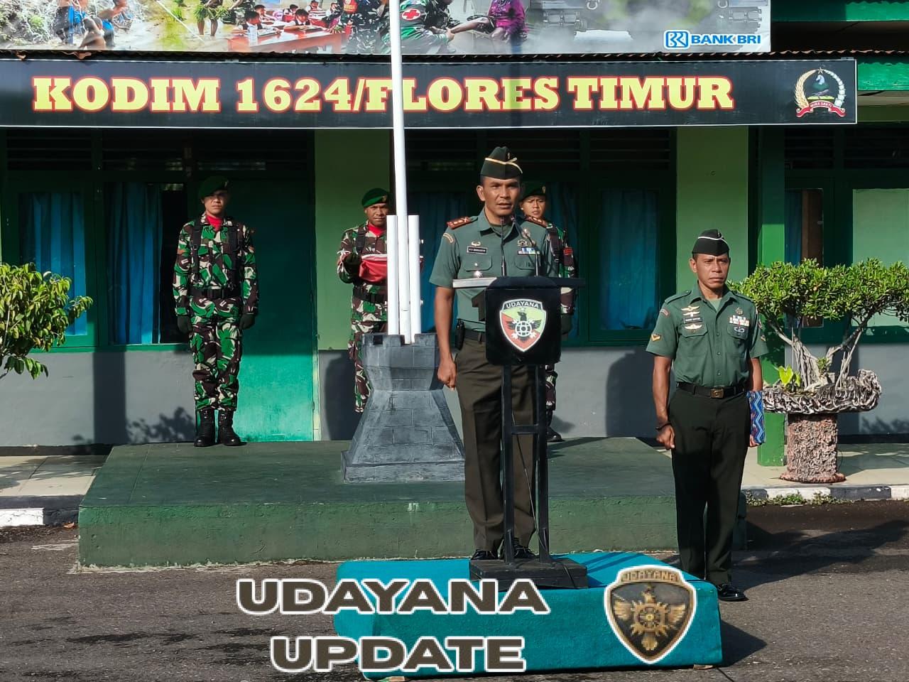 Kodim 1624/Flotim Gelar Upacara Pengibaran Bendera Penuh Khidmat