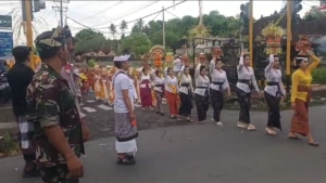 Kehadiran Babinsa Warnai Keindahan Budaya Mepeed di Desa Kemenuh