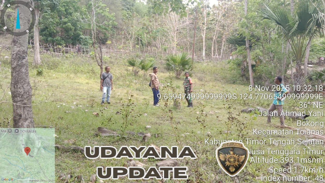 Babinsa Amanatun Utara Dampingi Pengukuran Lahan Pembangunan Kantor Koperasi Merah Putih