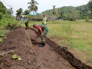 Babinsa Koramil 1602-04/Maurole Dampingi Pengecekan Saluran Irigasi di Desa Ranokolo
