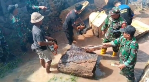 Danramil 03/Melaya Pimpin Gotong Royong Bersihkan Saluran Air di Desa Melaya