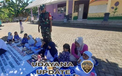 Babinsa Koramil 1628-03/Seteluk Dampingi Program Makan Sehat Bergizi di TK Negeri 1 Seteluk