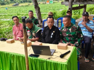 Kodim 1607/Sumbawa Ikuti Peninjauan Pengairan Pertanian oleh Kasad Melalui Vicon di Desa Kalabeso