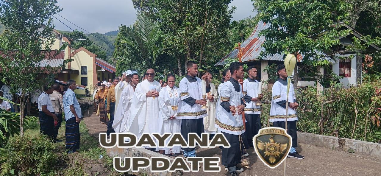 Babinsa Koramil 1602-02/Wolowaru Amankan Misa Syukuran Tahbisan Imamat di Desa Nuamulu