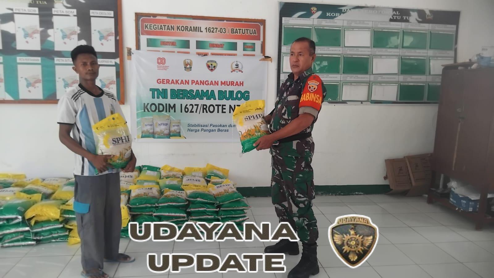 Babinsa Koramil 1627-03/Batutua Gelar Penjualan Beras SPHP dalam Program Gerakan Pangan Murah