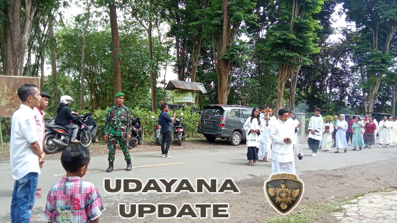 Babinsa Koramil 1625-03/Boawae Amankan Syukuran Misa Perdana Imam Baru di Nagekeo