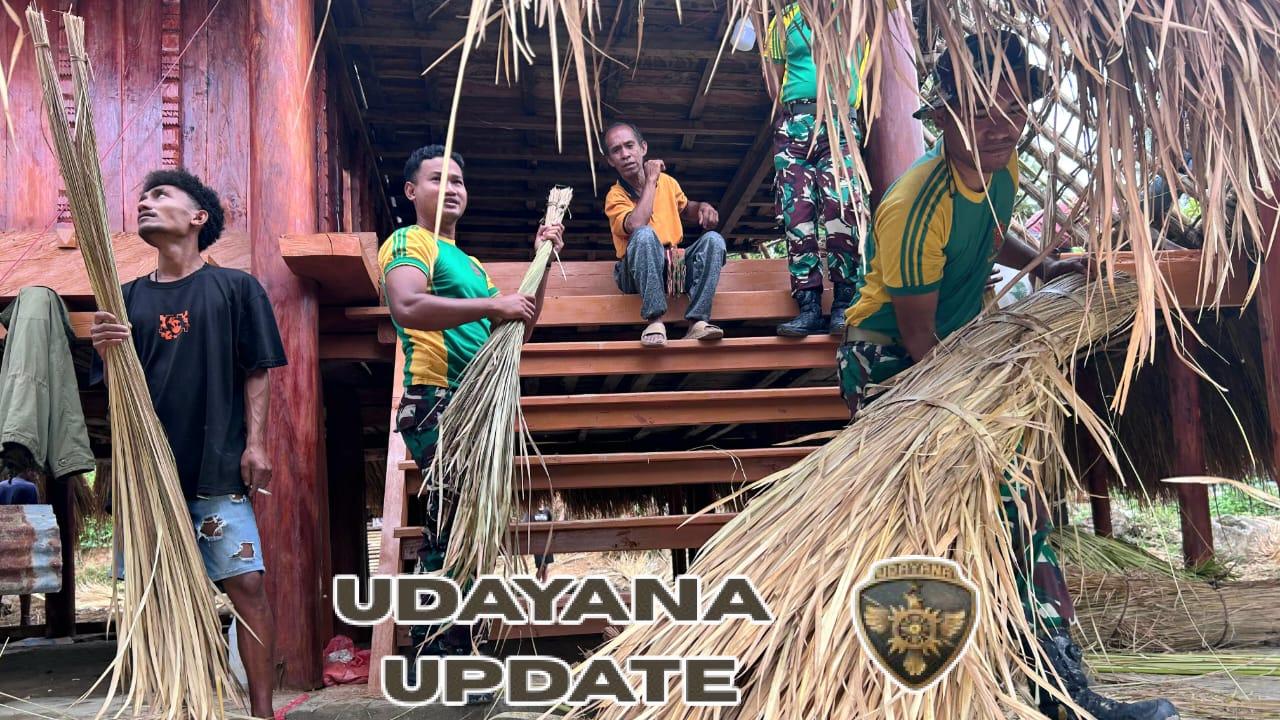 Satgas Pamtas dan Warga Bangun Rumah Adat Kolibein: Bukti Nyata TNI Hadir untuk Rakyat