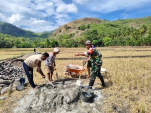 Babinsa Koramil 1602-04/Maurole Gelar Karya Bakti Bersama Warga Desa Tou Timur