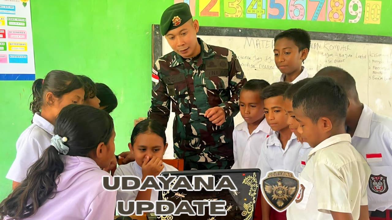 Satgas Pamtas Pos Lookeu Kenalkan Teknologi Komputer bagi Siswa SD di Perbatasan