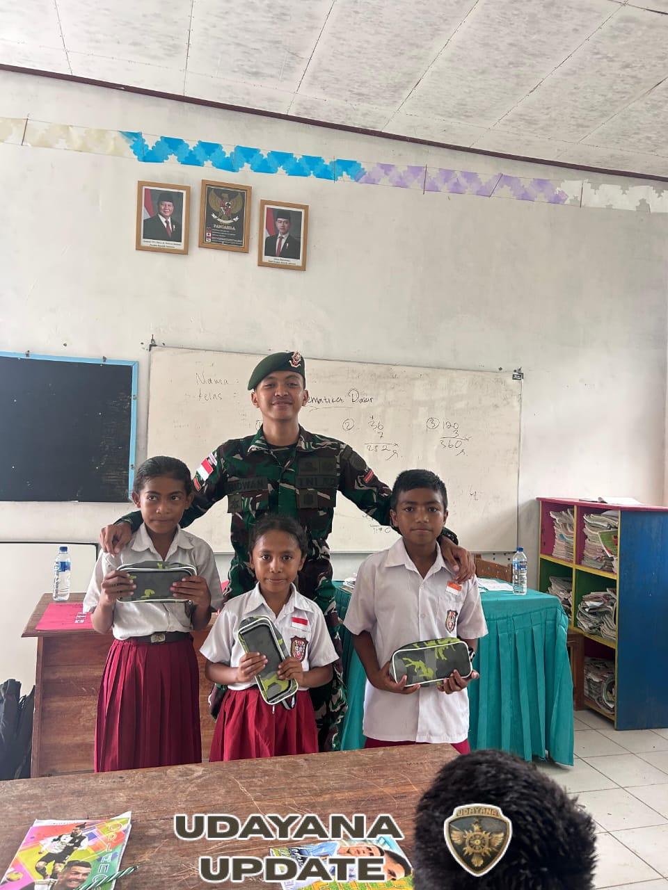 Satgas Pos Haslot Ajak Siswa SD Lalebun Belajar Matematika dengan Cara Seru