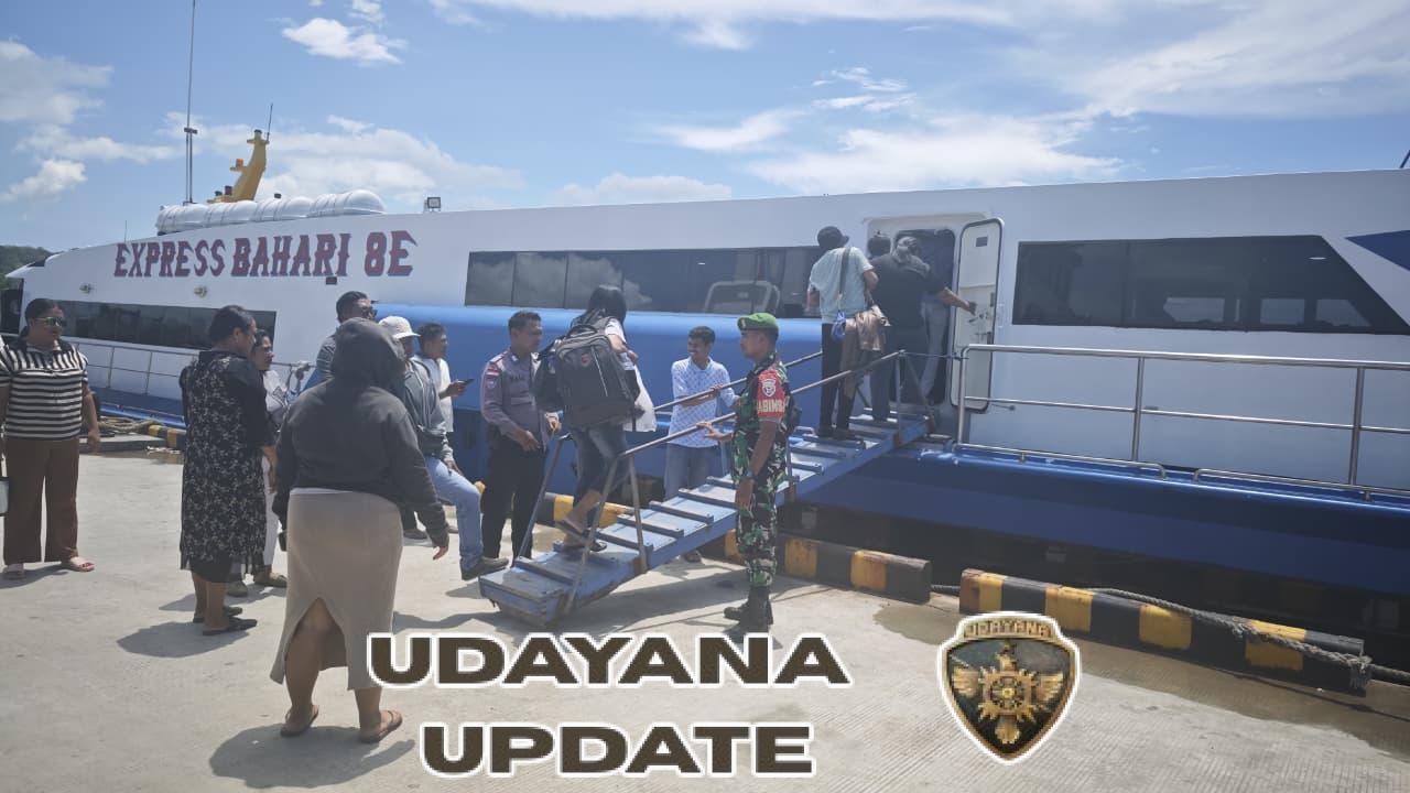 Piket Koramil 1627-01/Ba’a Laksanakan Pemantauan Kedatangan Kapal Expres Bahari 8E di Pelabuhan Ba’a