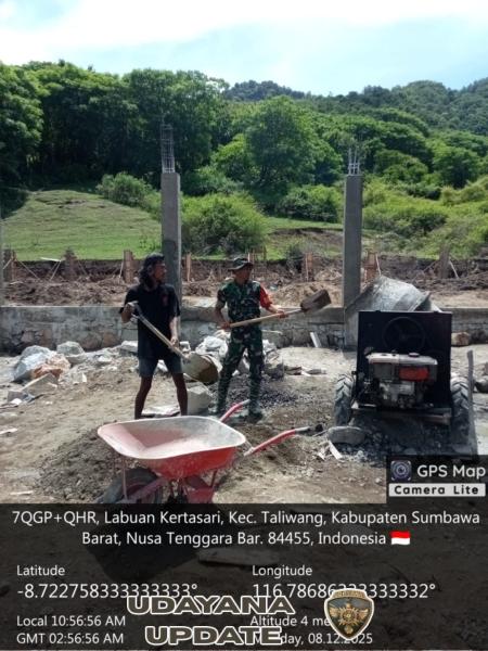Pendampingan Pembangunan KDKMP di Desa Labuhan Kertasari, Koramil 1628-01/Taliwang Turun Langsung