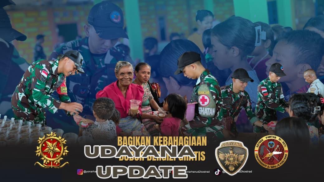 Berbagi Kebahagiaan, Satgas Pamtas Yonarhanud 2 Kostrad Hadirkan Senyum untuk Warga dan Anak-Anak.