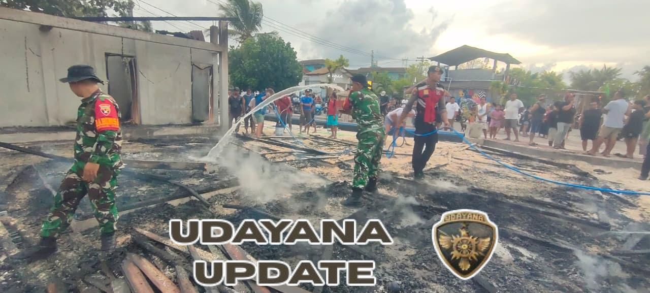 Bangunan Warung Terbakar, Babinsa Koramil Nusa Penida Bersama Subsektor Dan Warga Jungutbatu Gelar Penanganan