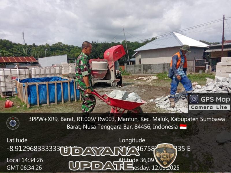 Perkembangan Pembangunan KDKMP Kodim 1628/KSB di Desa Mantun Capai Tahap Pengecoran Tiang Cakar Ayam