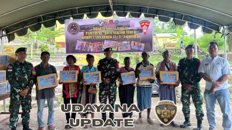 Sambut Natal, Kompi 3 Satgas Pamtas Gelar Baksos dan Yankes di Desa Alas
