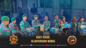 ‎Perkuat Hubungan Sosial, Satgas Pamtas Yonarhanud 2 Kostrad Berikan Bakti Sosial
