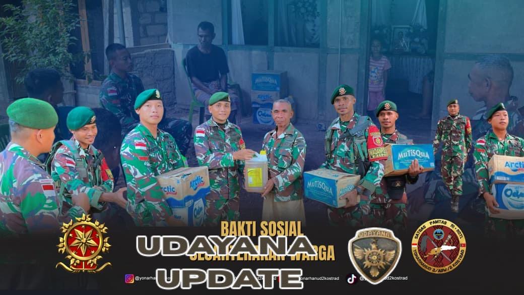 Perkuat Hubungan Sosial, Satgas Pamtas Yonarhanud 2 Kostrad Berikan Bakti Sosial