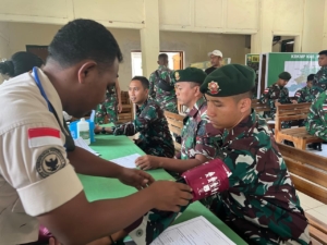 Tingkatkan Kepedulian, Satgas Pamtas RI–RDTL Turut Sukseskan Donor Darah Kodim 1605 Belu