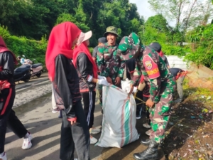 Kodim 1628/Sumbawa Barat Gelar Gotong Royong Jelang Jambore Agen PDPGR di Brang Rea