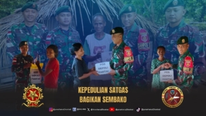 Satgas Pamtas Yonarhanud 2 Kostrad Berbagi Sembako, Wujud Kepedulian Akan Kebersamaan