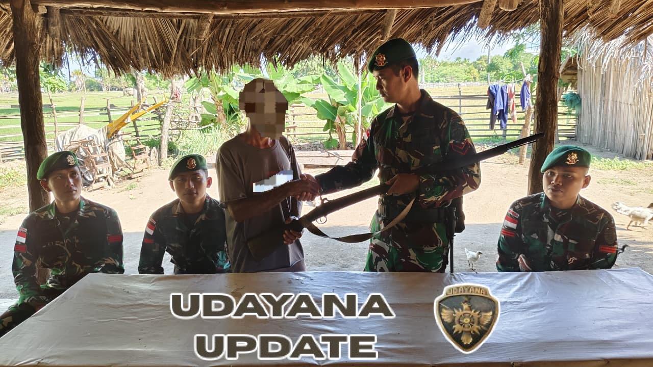 Satgas Pamtas Yonarhanud 2 Kostrad Terima 1 Pucuk Senjata, Jaga Kondusivitas Perbatasan.