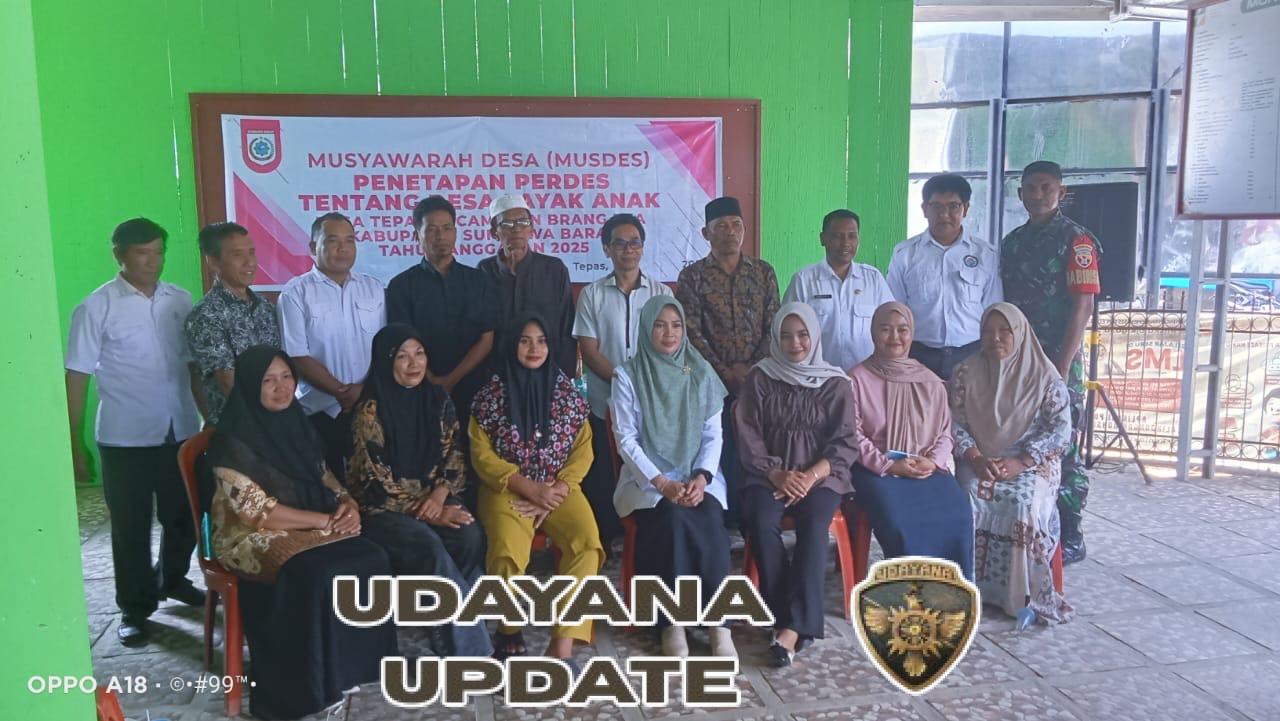 Babinsa Desa Tepas Hadiri Musyawarah Pembentukan Relawan PPATBM dan Penetapan Perdes Desa Layak Anak
