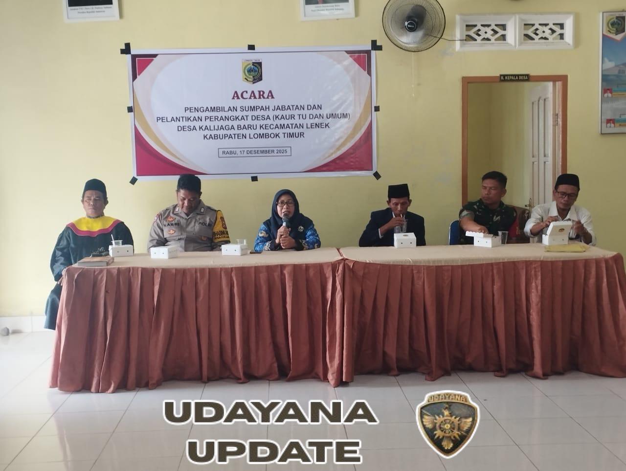 Babinsa Kalijaga Baru Kopda Hizbun Nasri Hadiri Pelantikan Perangkat Desa