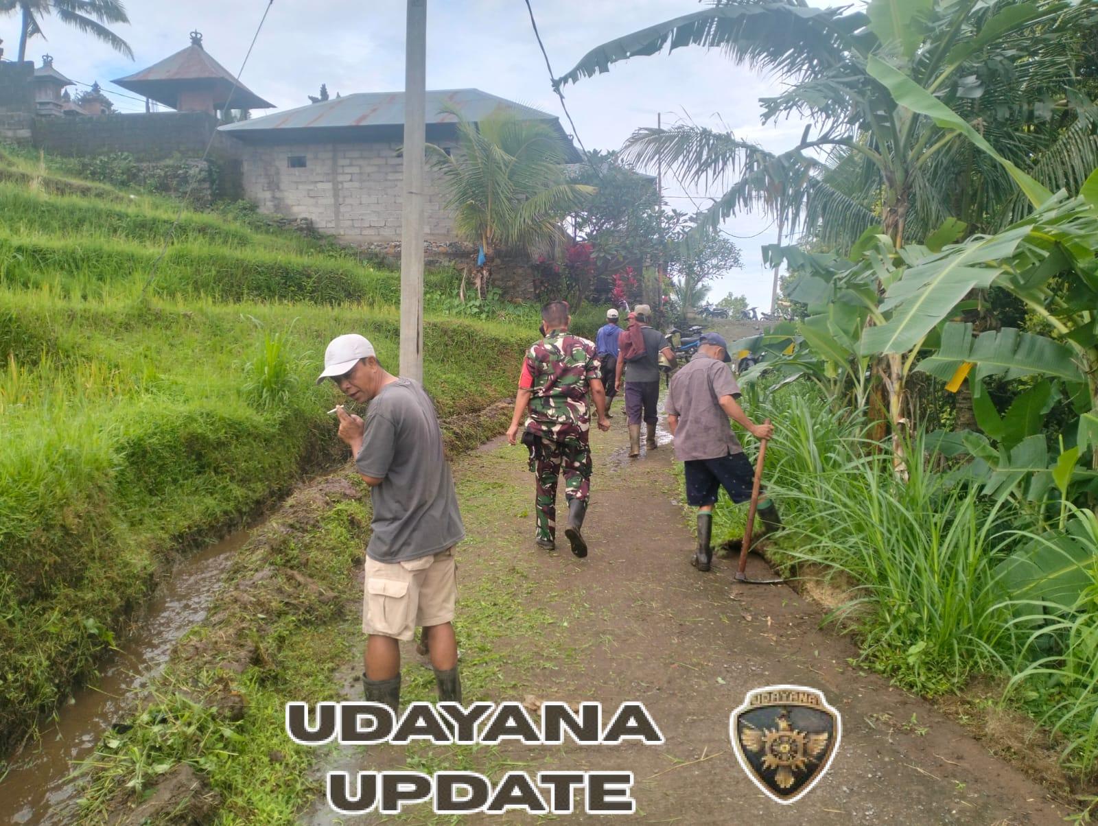 Koramil 1609-05/Sukasada Dorong Semangat Kebersamaan Melalui Gotong Royong Subak Pucak Landep