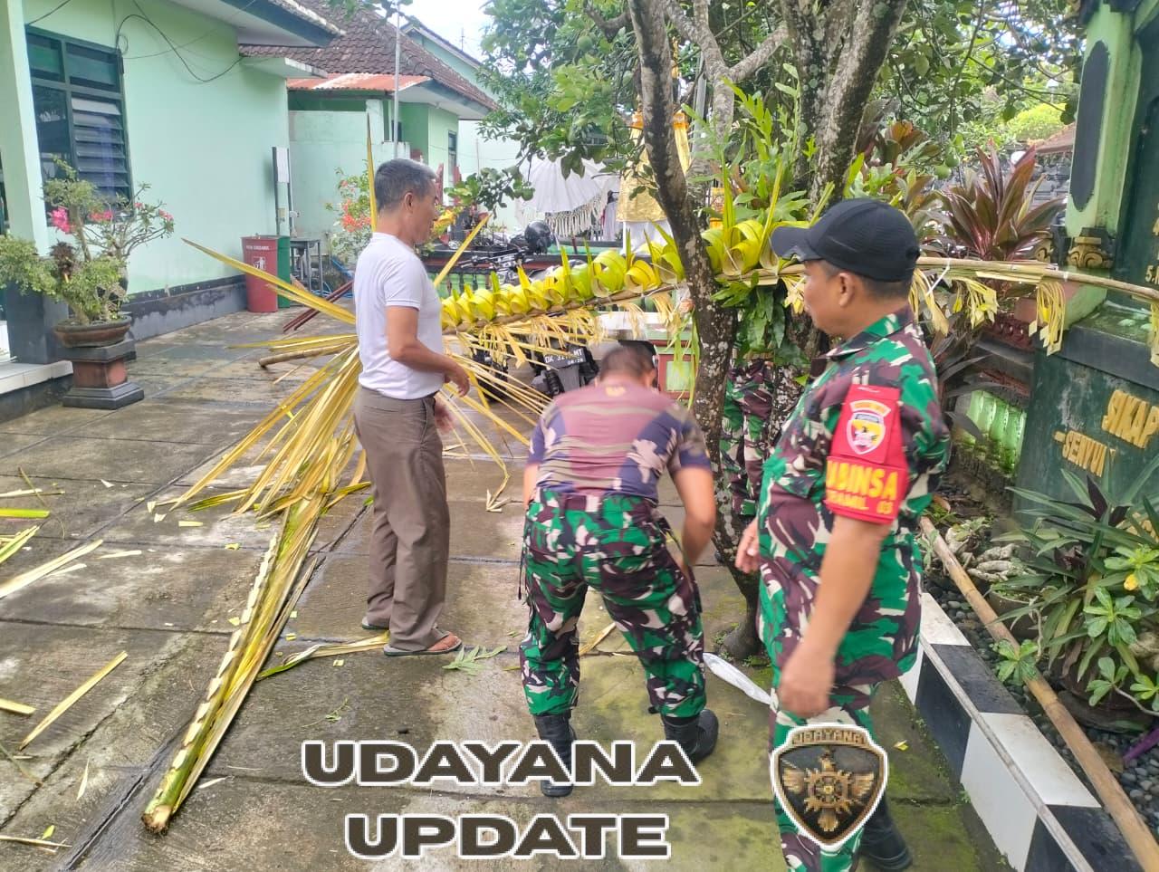 Koramil Dawan Gotong Royong Songsong Upacara Piodalan Di Pura Makoramil