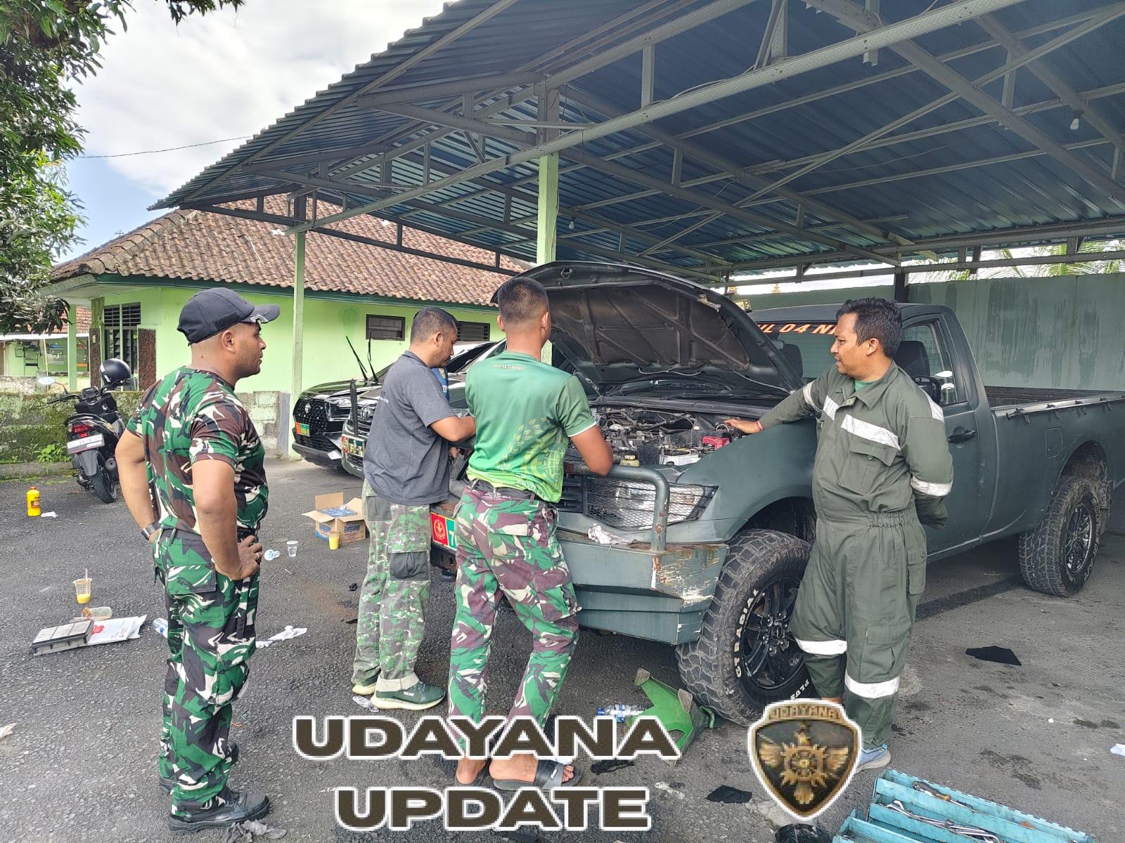 Tim Harpal Denpal IX/3 Singaraja Gelar Harwat Kendaraan Di Kodim Klungkung