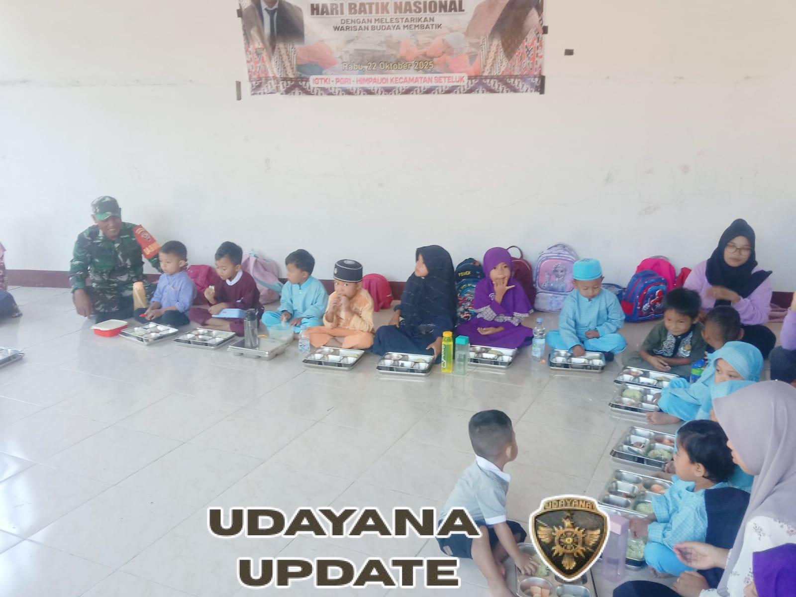 Babinsa Koramil 1628-03/Seteluk Dampingi Program Makan Sehat Bergizi di TK Kasih Bunda