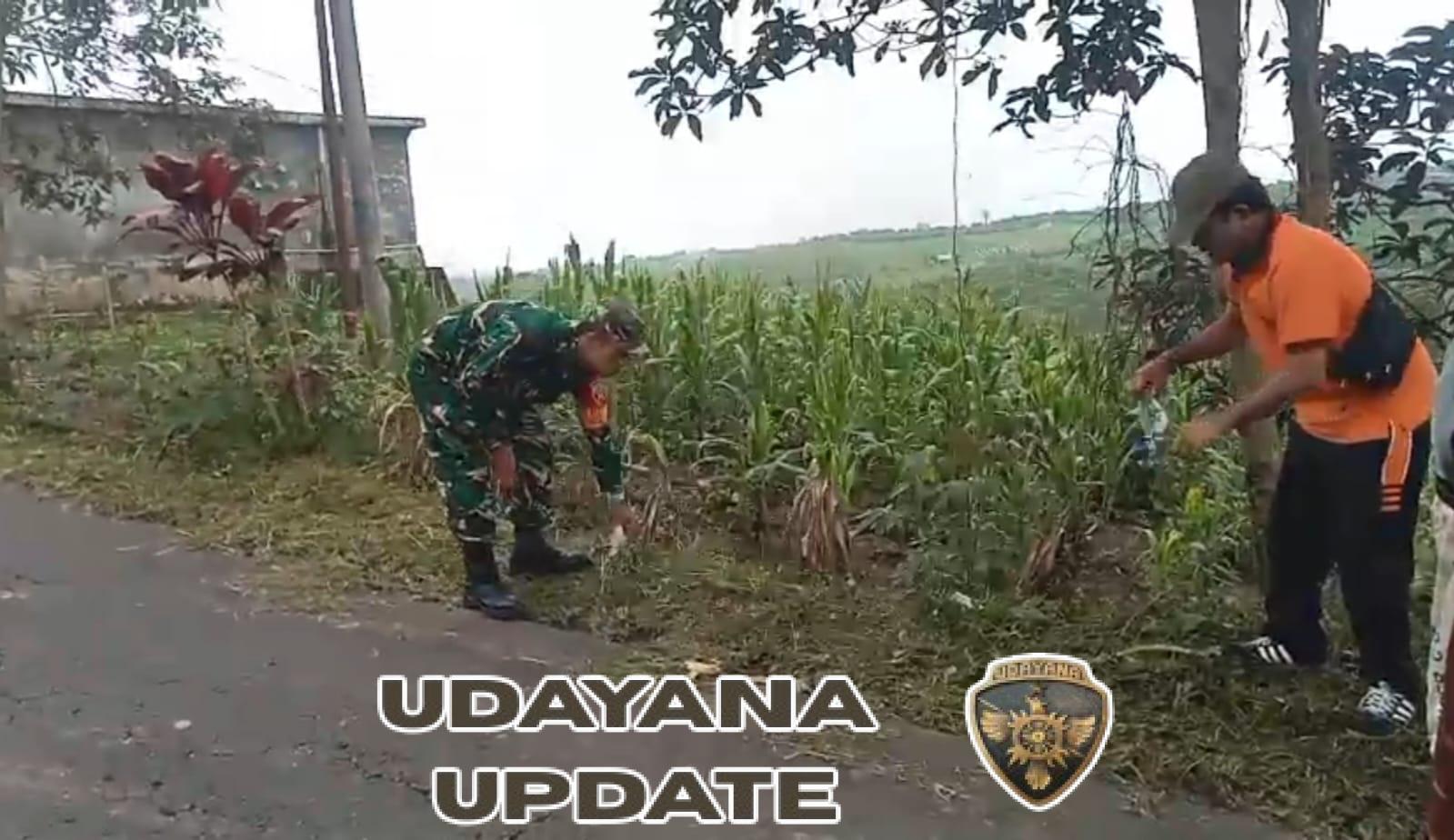 Babinsa Desa Serai Bersama Pemerintah Desa Gelar Jumat Bersih Fokus Pembersihan Sampah Plastik
